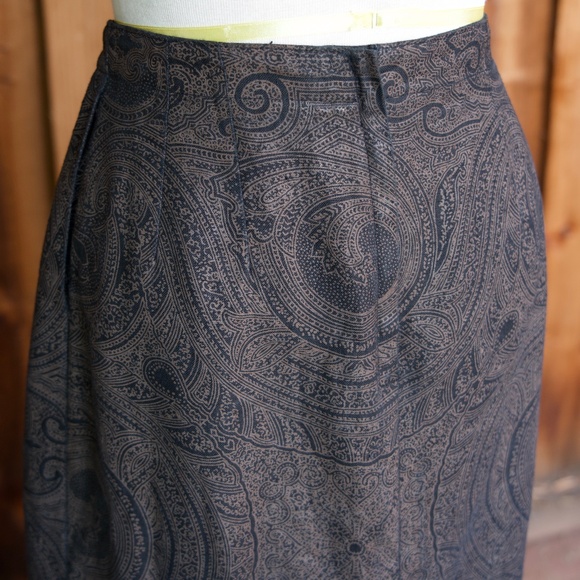 Ralph Lauren Linen Brown & Black Fall Paisley Print Maxi Skirt Woman's M - Picture 12 of 14